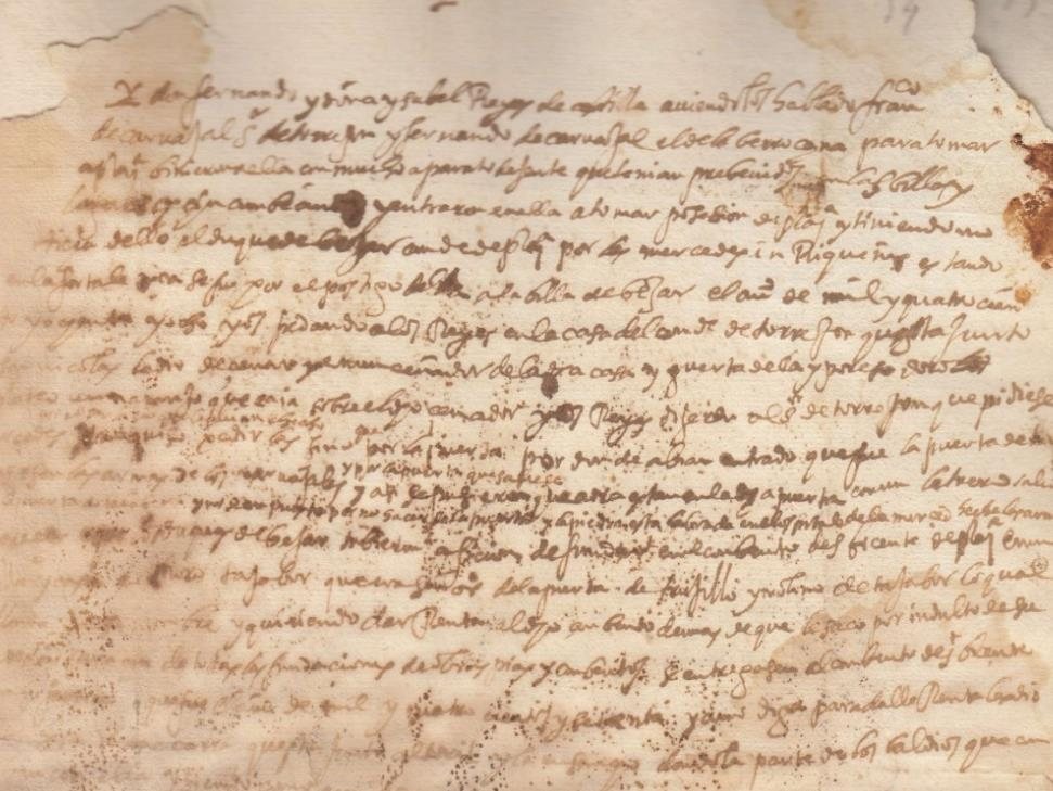 Manuscrito del Archivo Catedralicio de Plasencia que relata la estancia de los Reyes Católicos